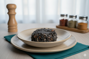 Arroz negro con chipirón y gambas